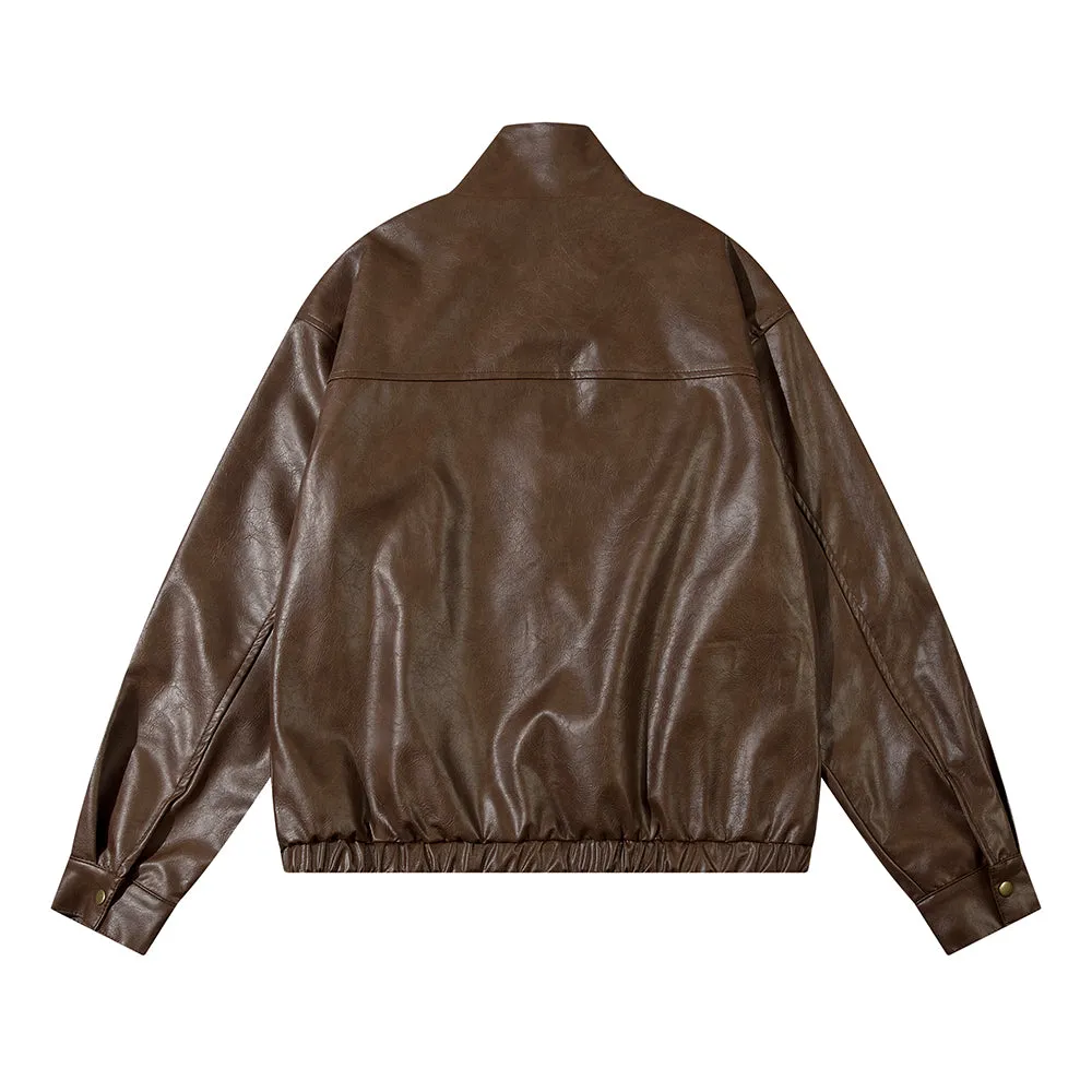 Loose Leather Coat Flight Jacket Men