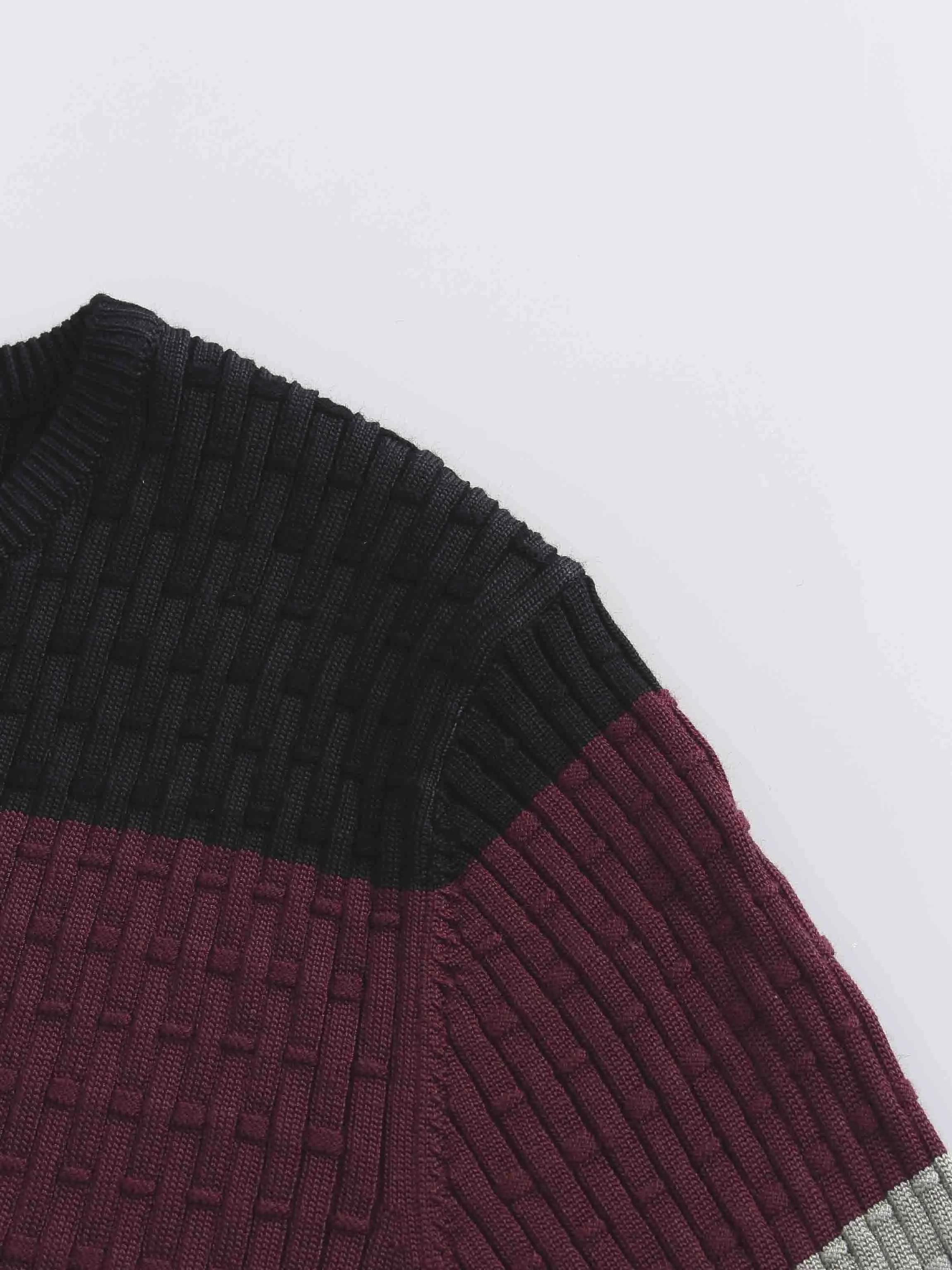 Lurex Stripe Sweater-Sage/Burgundy