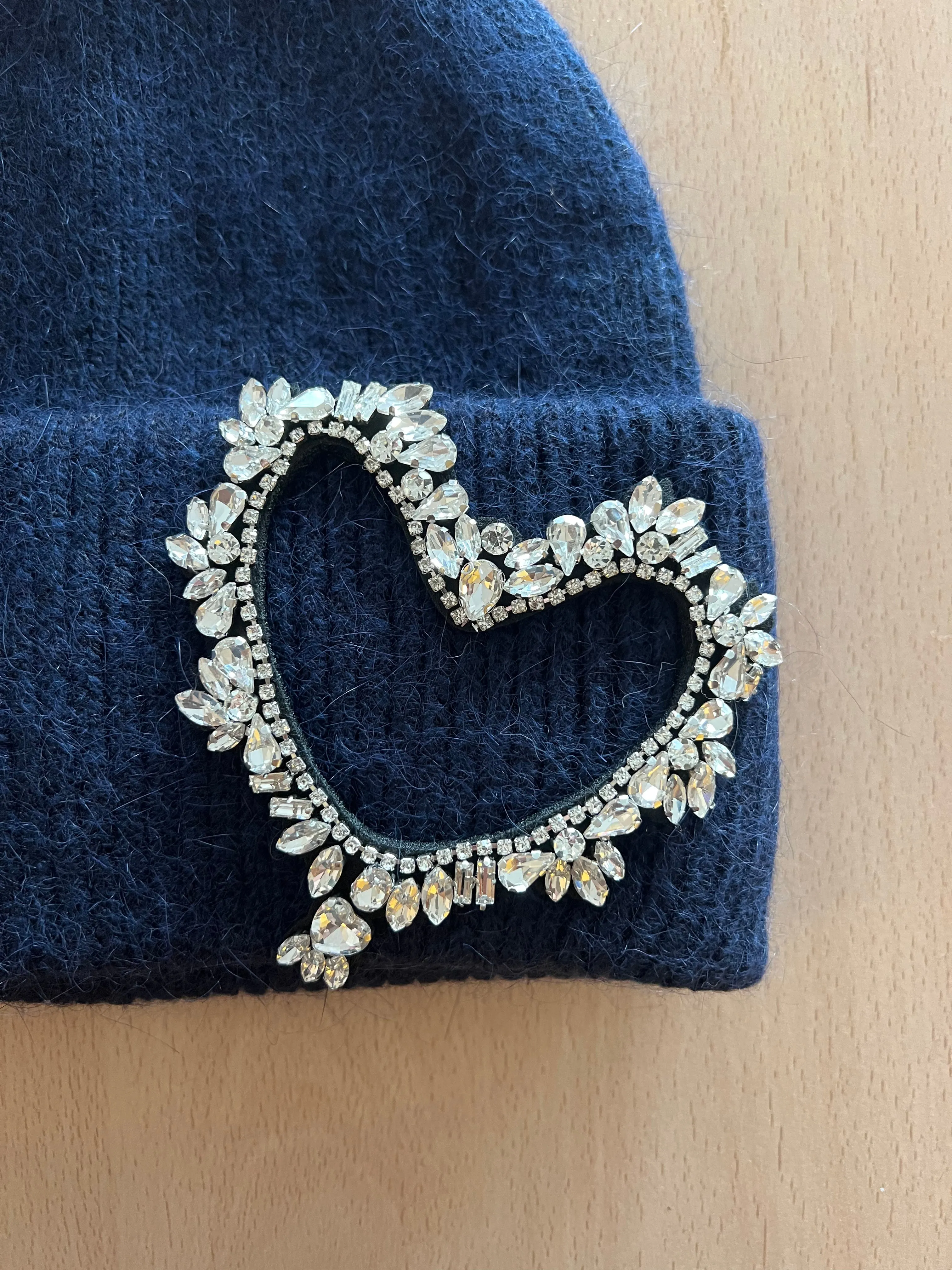 Luxe embellished heart beanie