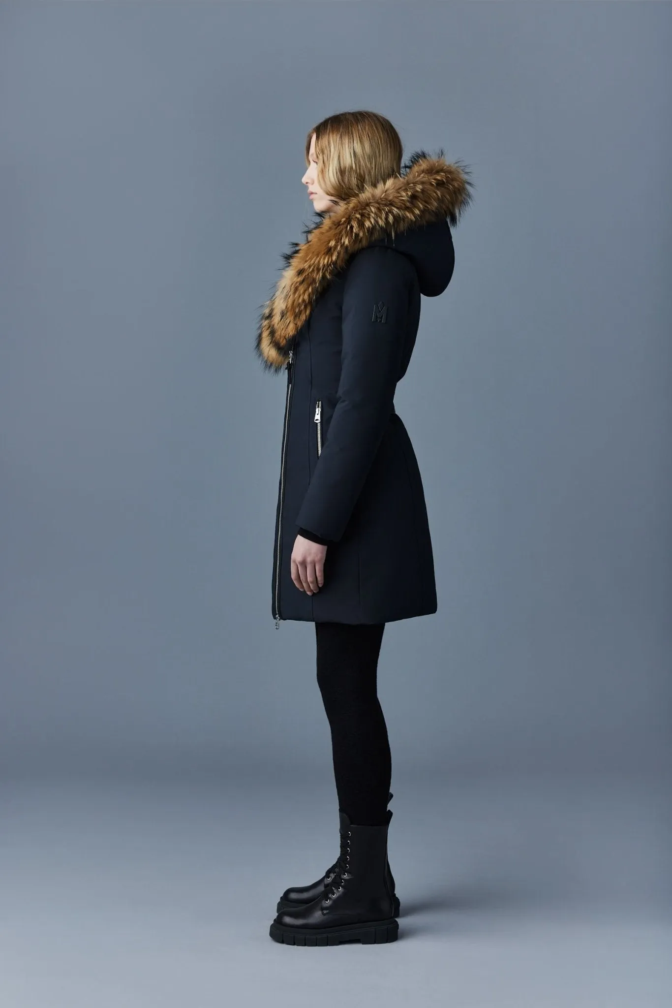 MACKAGE TRISH-F - Powder Touch Down Coat With Natural Fur Signature Mackage Collar