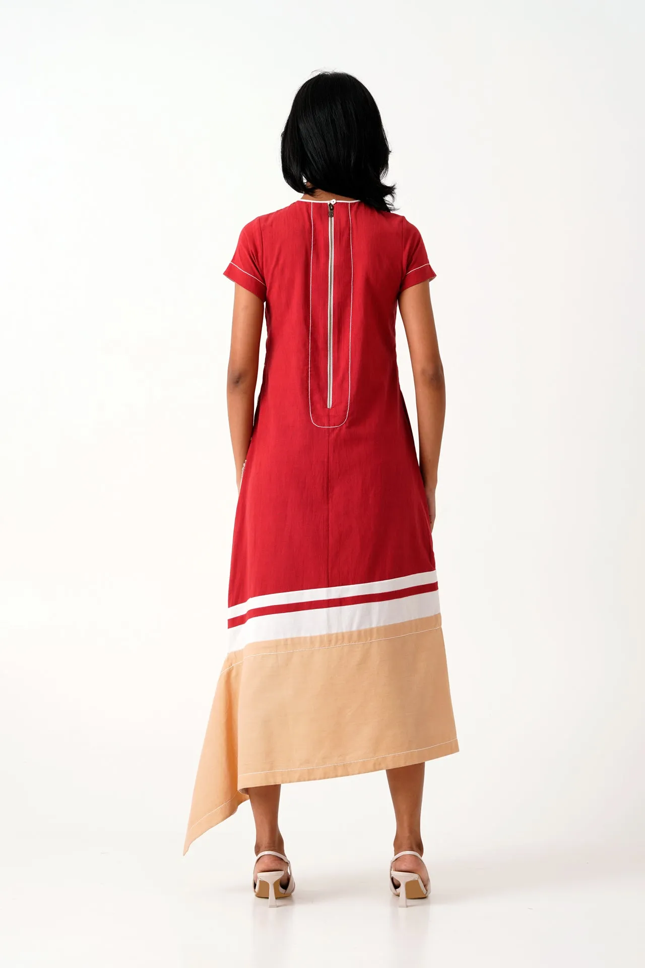 Madder Chase - Midtown Midi Dress in Hand Embroidery