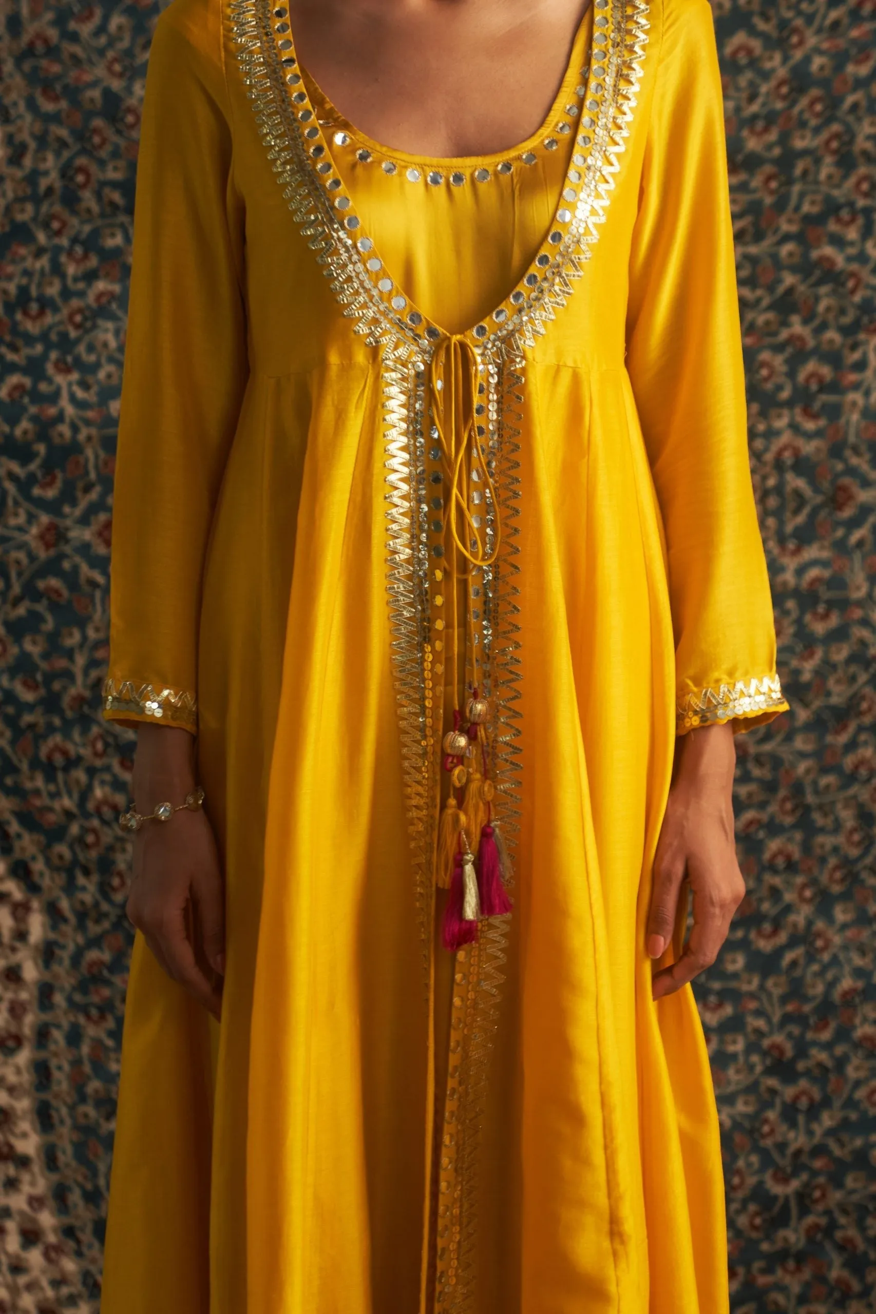 Marigold Embroidered Choga Set