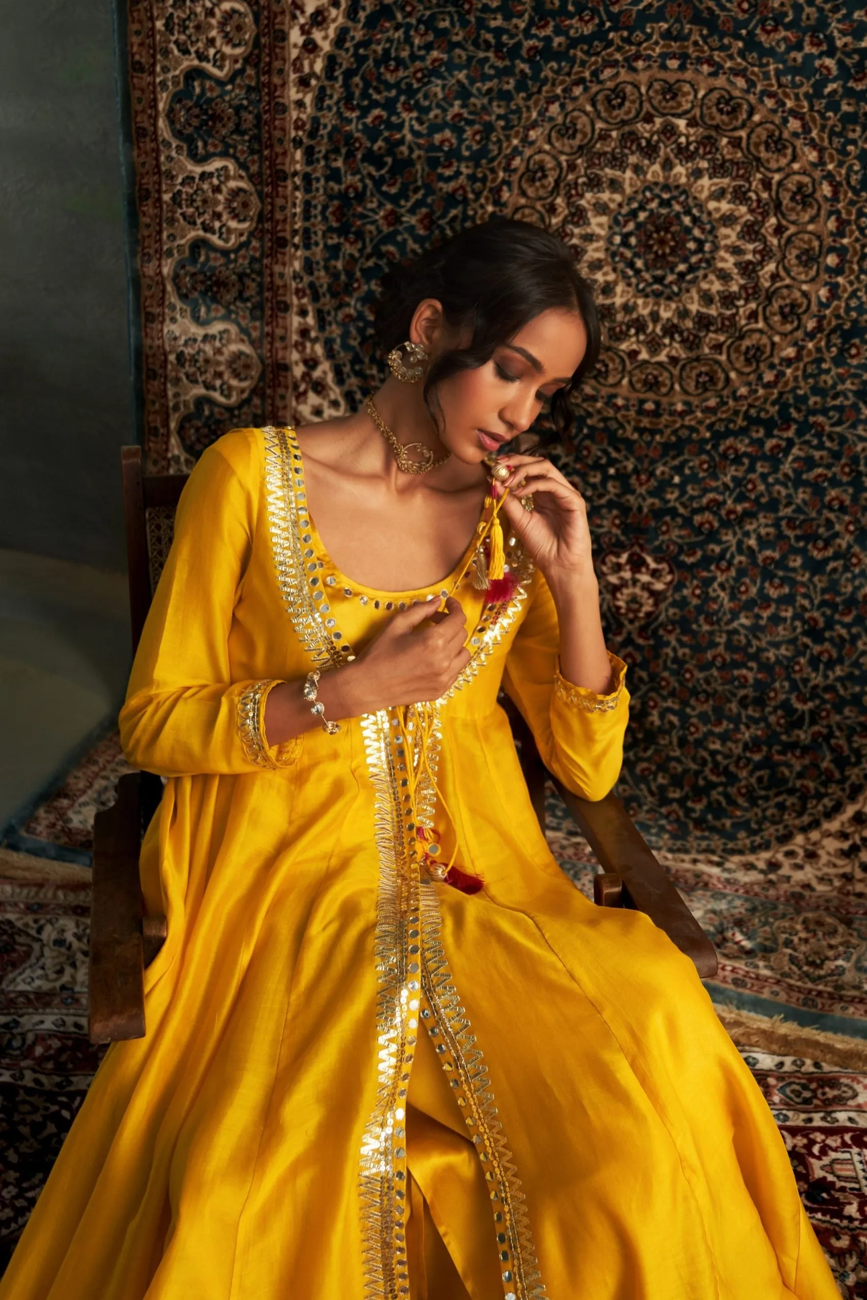 Marigold Embroidered Choga Set