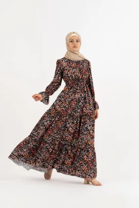 Maroon shades floral long dress