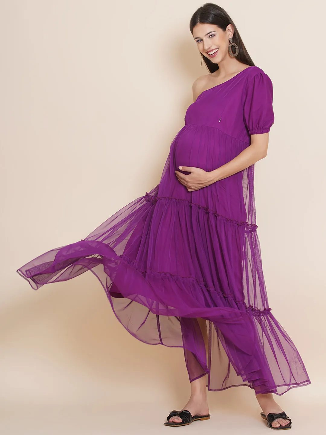 Maxi Baby Shower DressSolid Violet