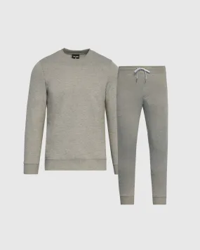 Medium Heather Gray Fleece Crew and Jogger 2-Pack