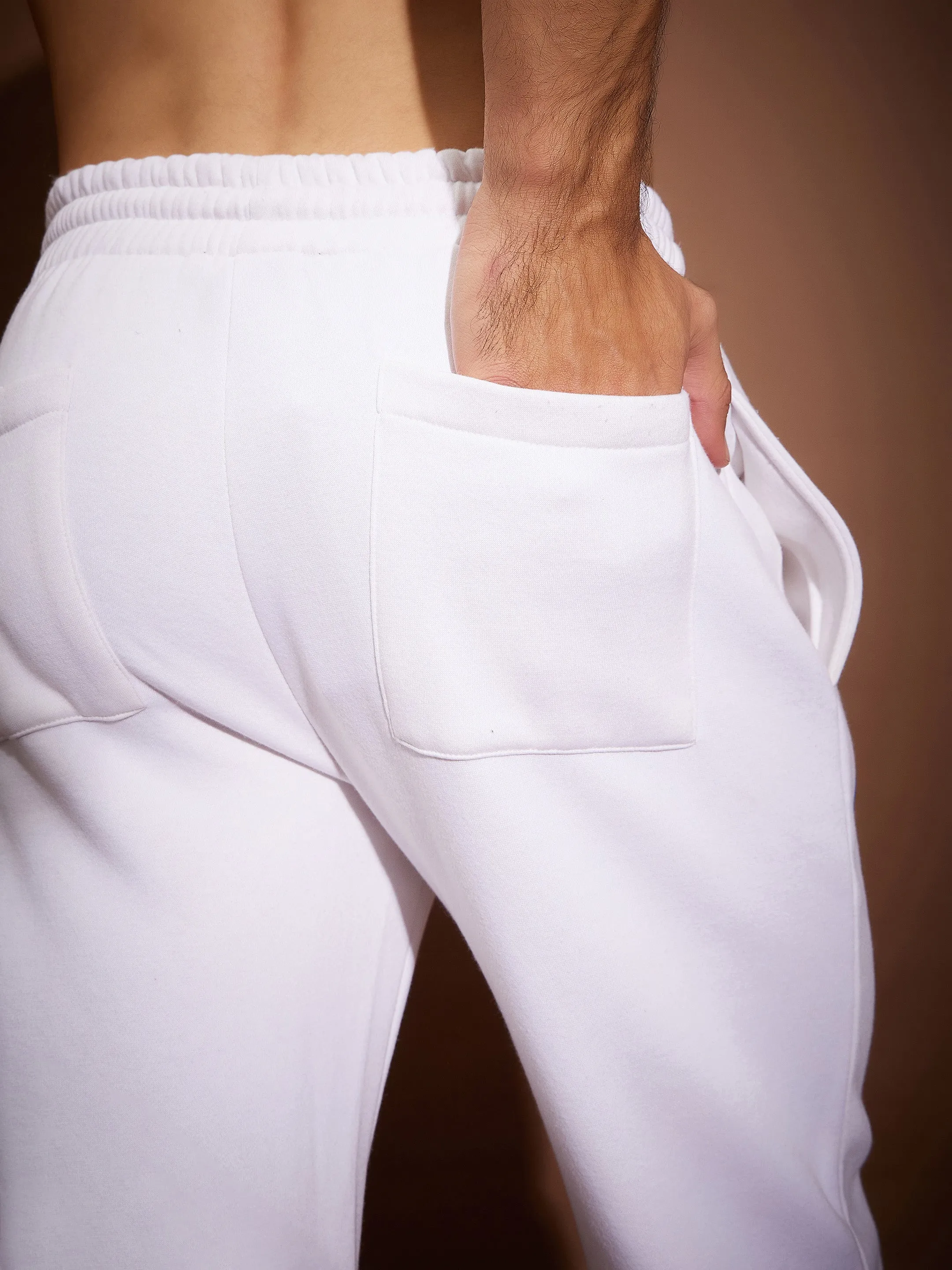 Men White FEAR LESS Oversized Joggers