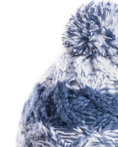 Mens Pop Bobble Hat - Fleece Lined - Blue