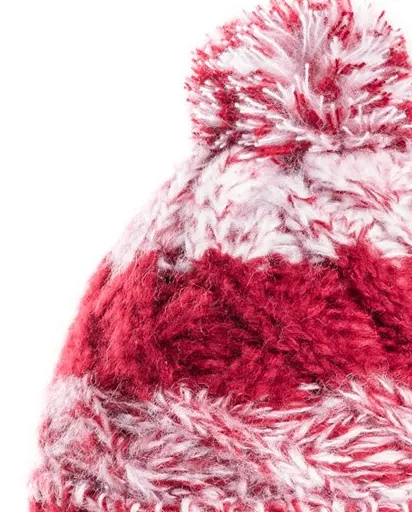 Mens Pop Bobble Hat - Fleece Lined - Cherry