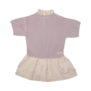 MESI KNIT DRESS W/ EMBROIDERY SKIRT-Lilac