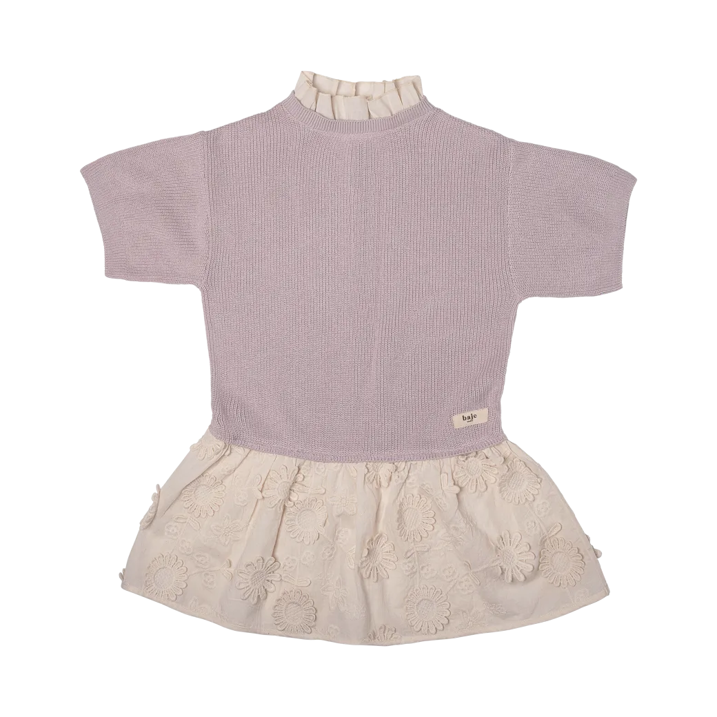 MESI KNIT DRESS W/ EMBROIDERY SKIRT-Lilac