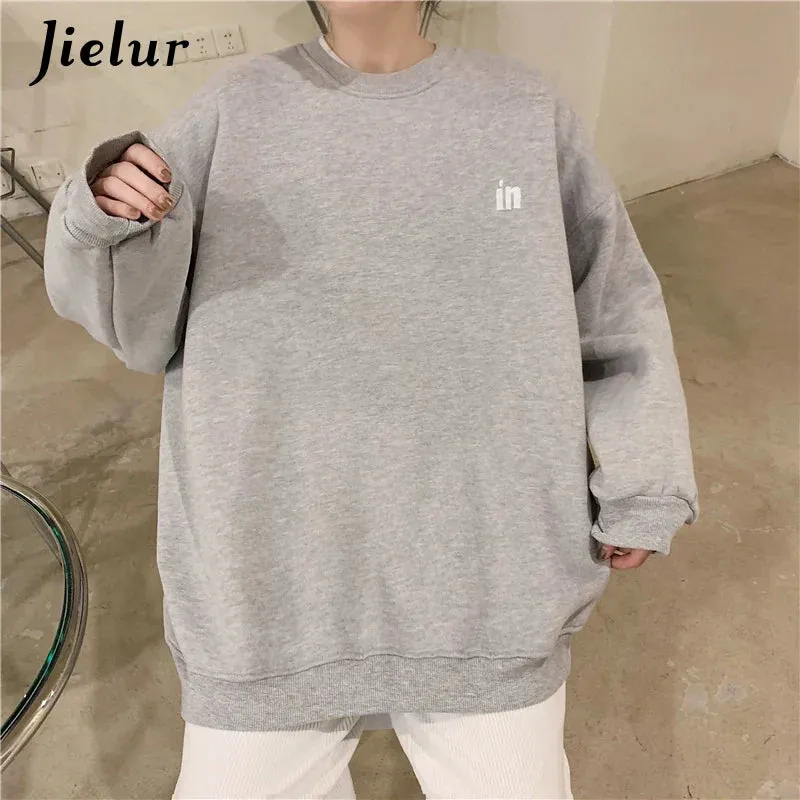 Metaversmall Harajuku Warm Fleece Sweatshirt Women Hoodies Street Loose Female Pullover Letter Embroidery Black Top M-XL Size