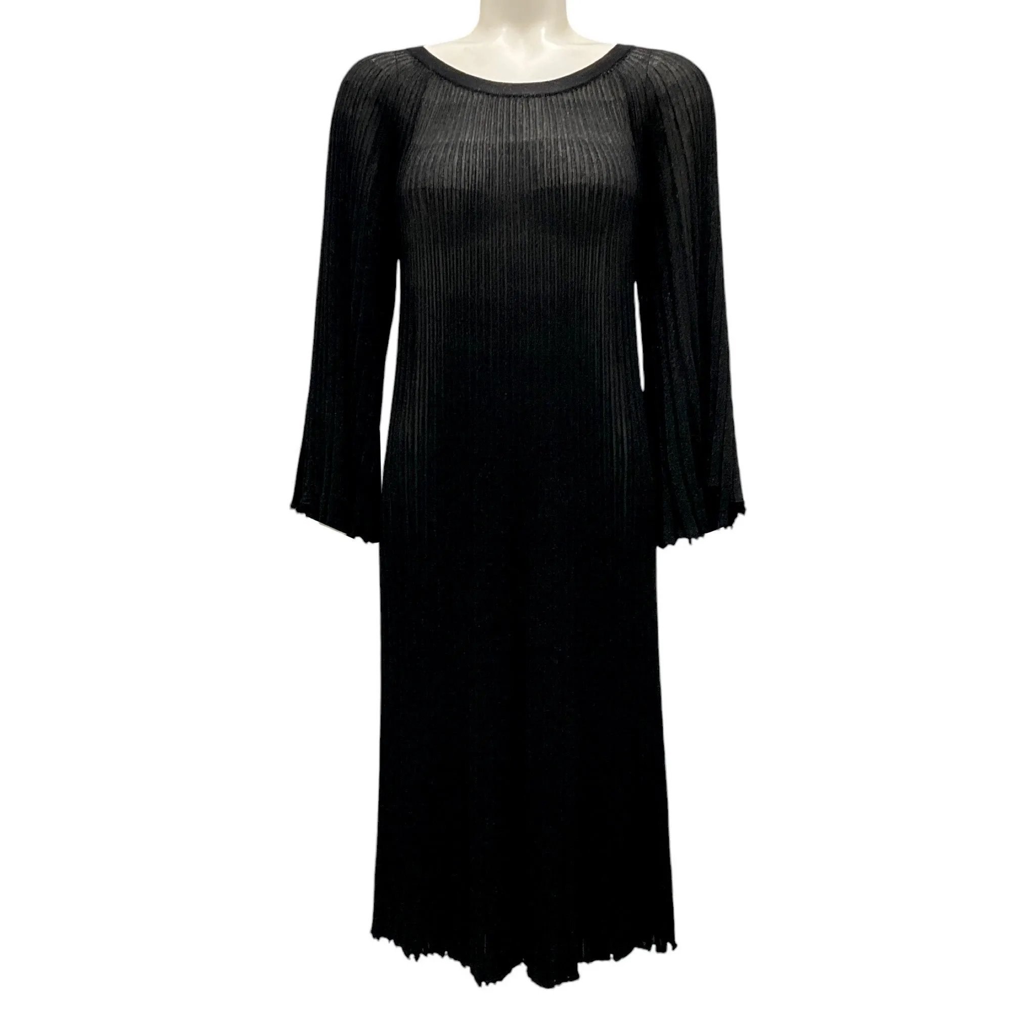 Michael Kors Collection Black Shimmer Pleated Knit Dress