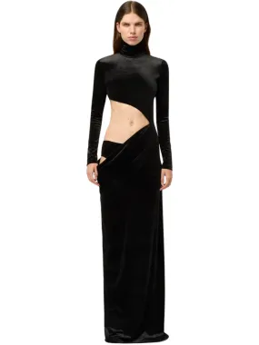 Michael Lo Sordo ASYMETRIC EXPOSED HIGH NECK MAXI DRESS black