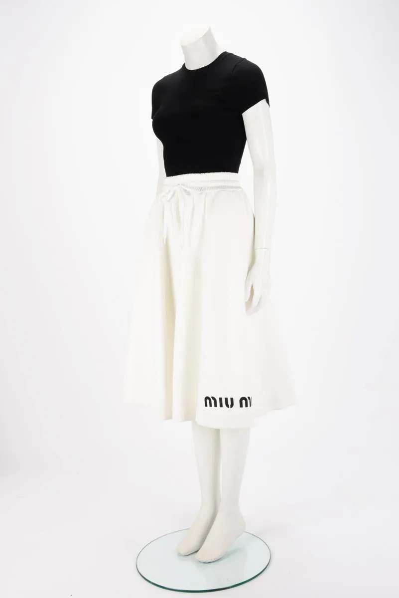 Miu Miu Cream Cotton Fleece Midi Skirt S