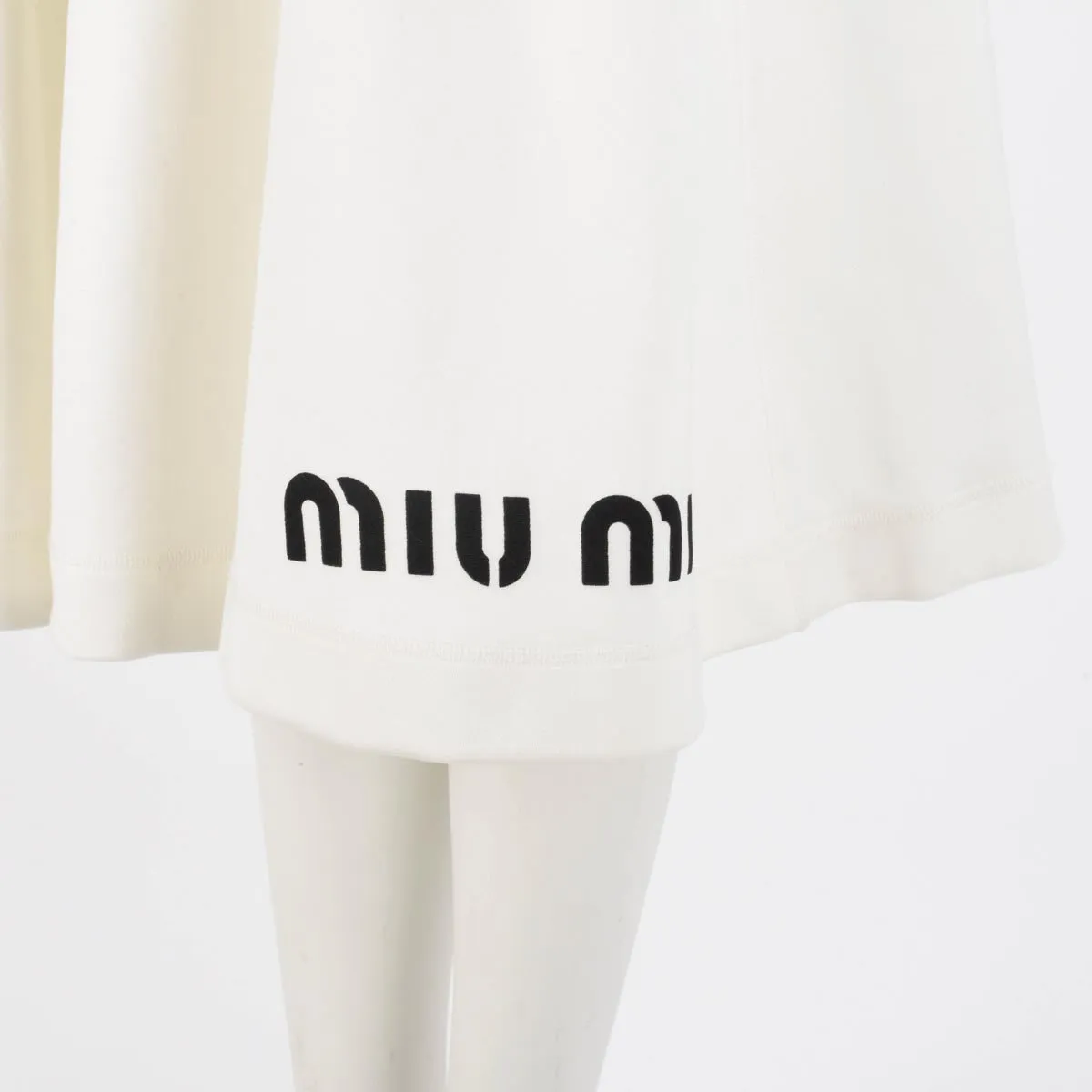 Miu Miu Cream Cotton Fleece Midi Skirt S