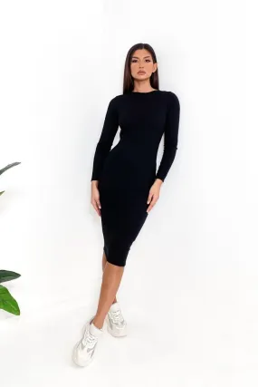 Mock neck cut out bodycon dress