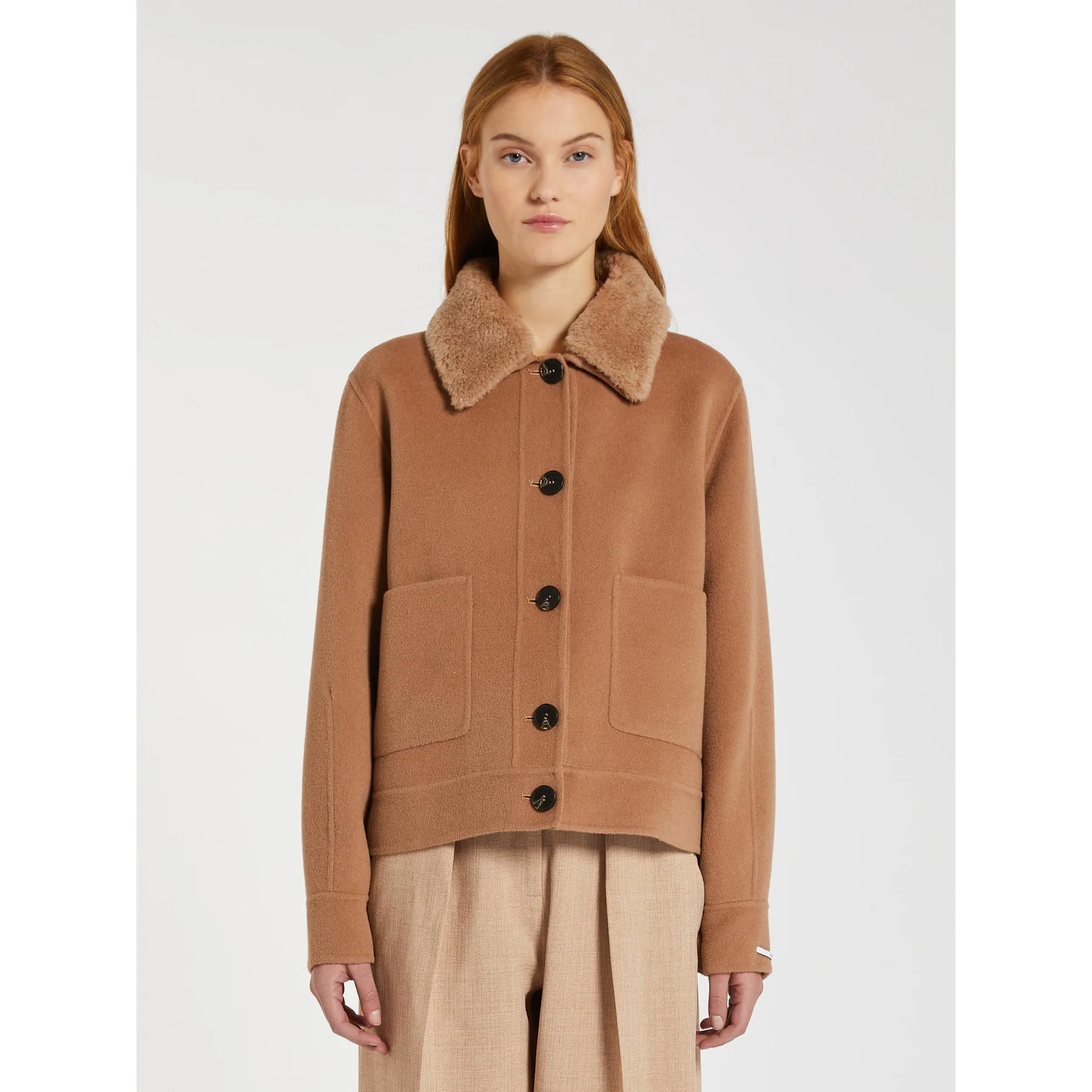 MORRIS Wool Mix Short Coat Camel