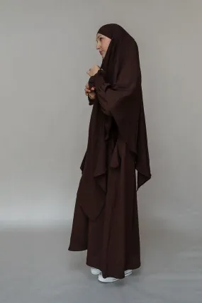 Myyla prayer gown umrah abaya dress non-wrinkling in dark coffee