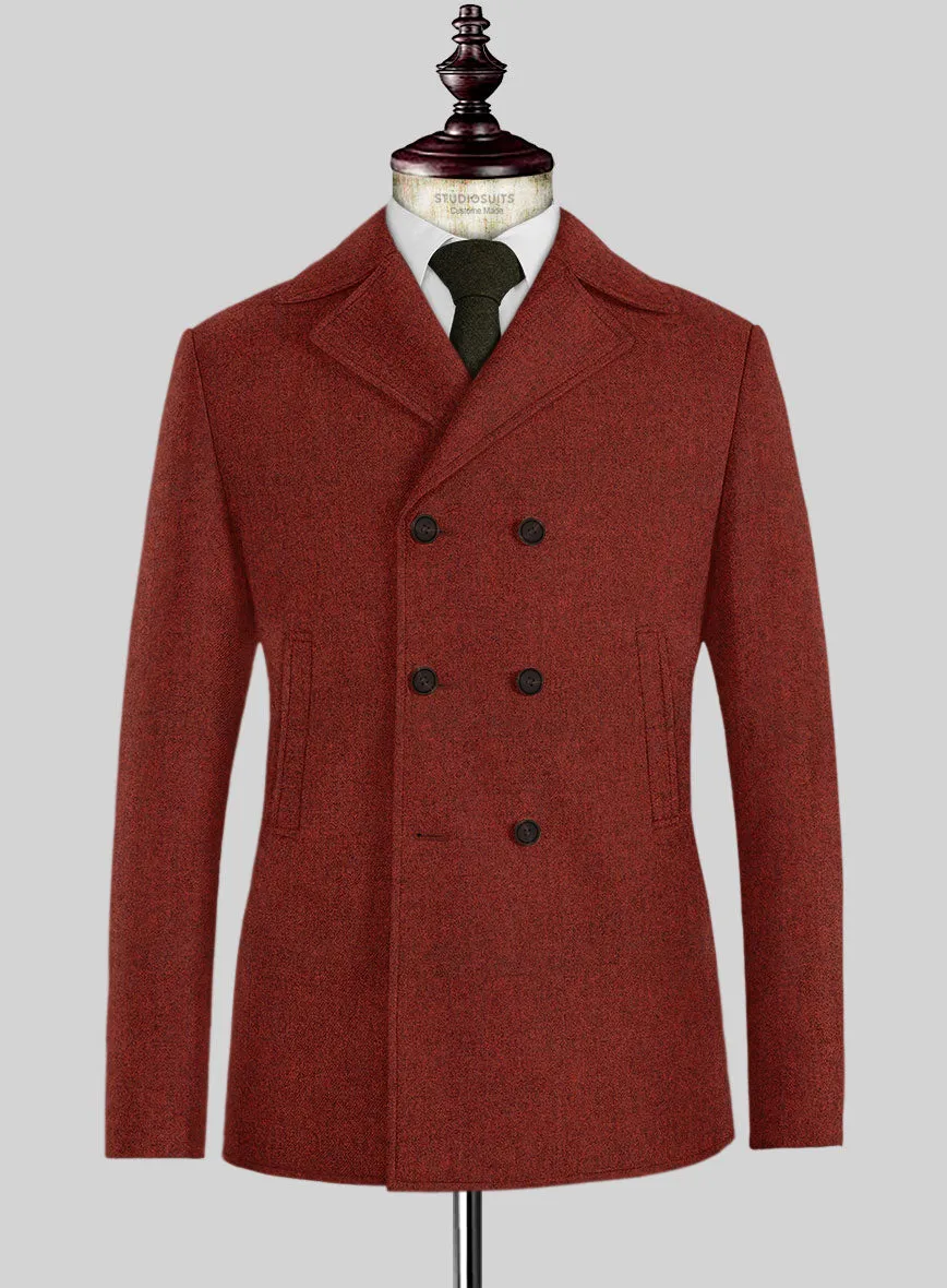 Naples Sundowner Rust Tweed Pea Coat