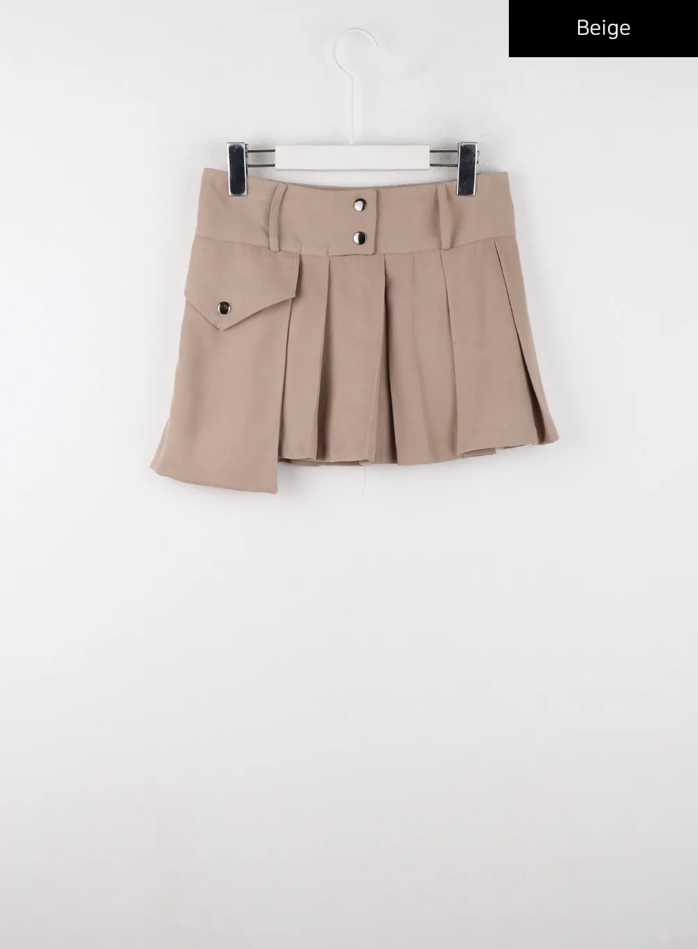 One-Pocket Solid Mid-Waist Pleated Mini Skirt CD322