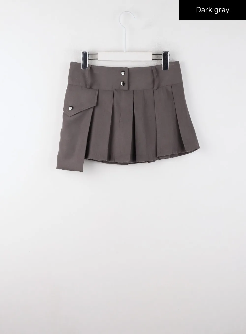 One-Pocket Solid Mid-Waist Pleated Mini Skirt CD322