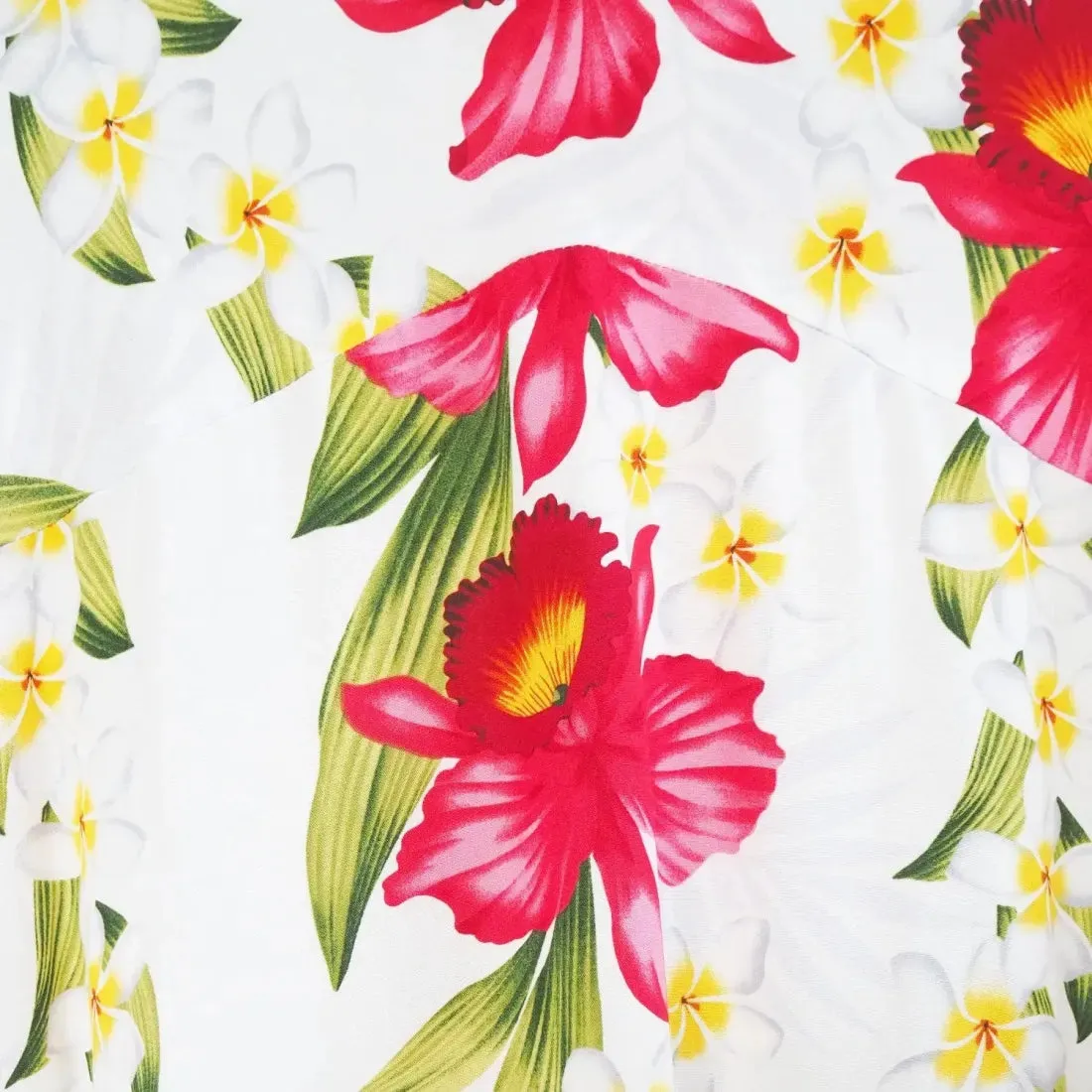 Orchid Play White Lehua Hawaiian Dress