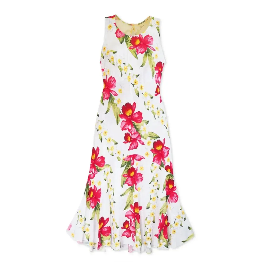 Orchid Play White Lehua Hawaiian Dress