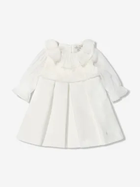 Patachou Baby Girls Faux Fur And Chiffon Dress in Ivory