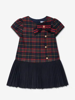 Patachou Girls Tartan Pleated Dress in Navy