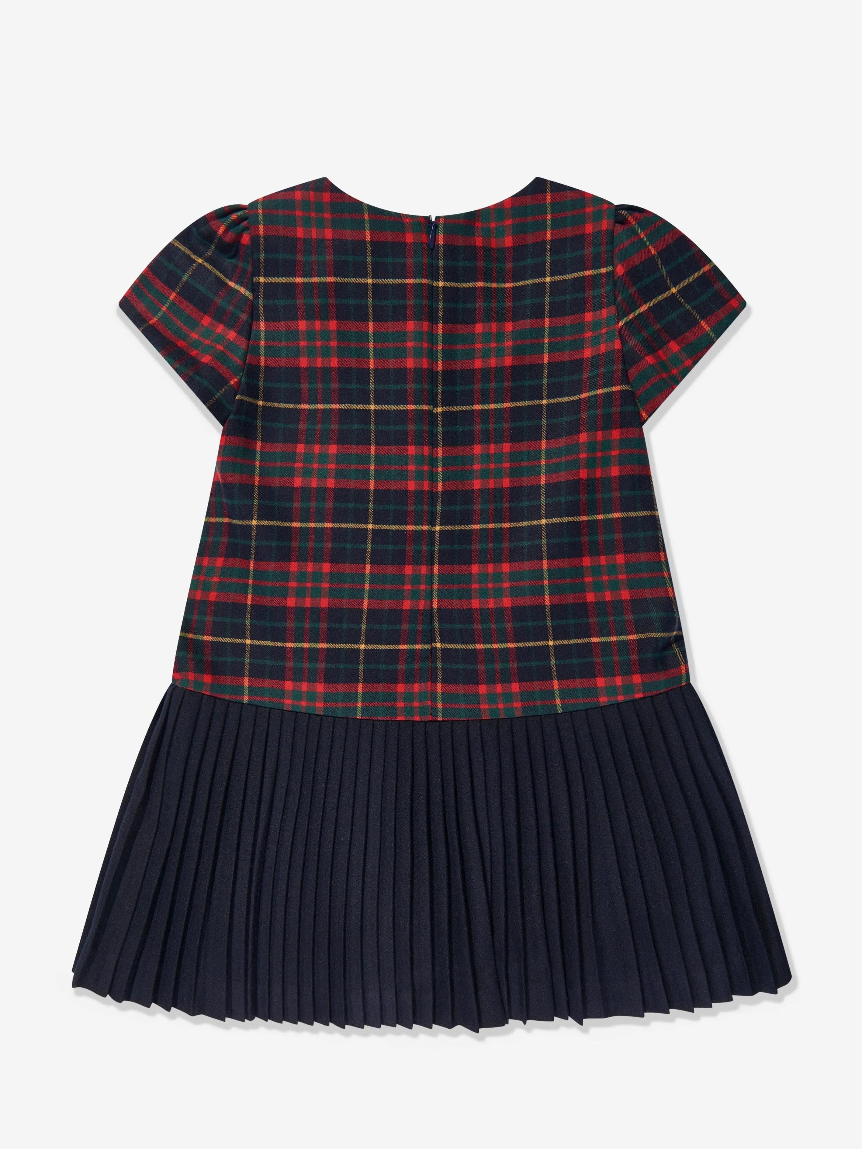 Patachou Girls Tartan Pleated Dress in Navy