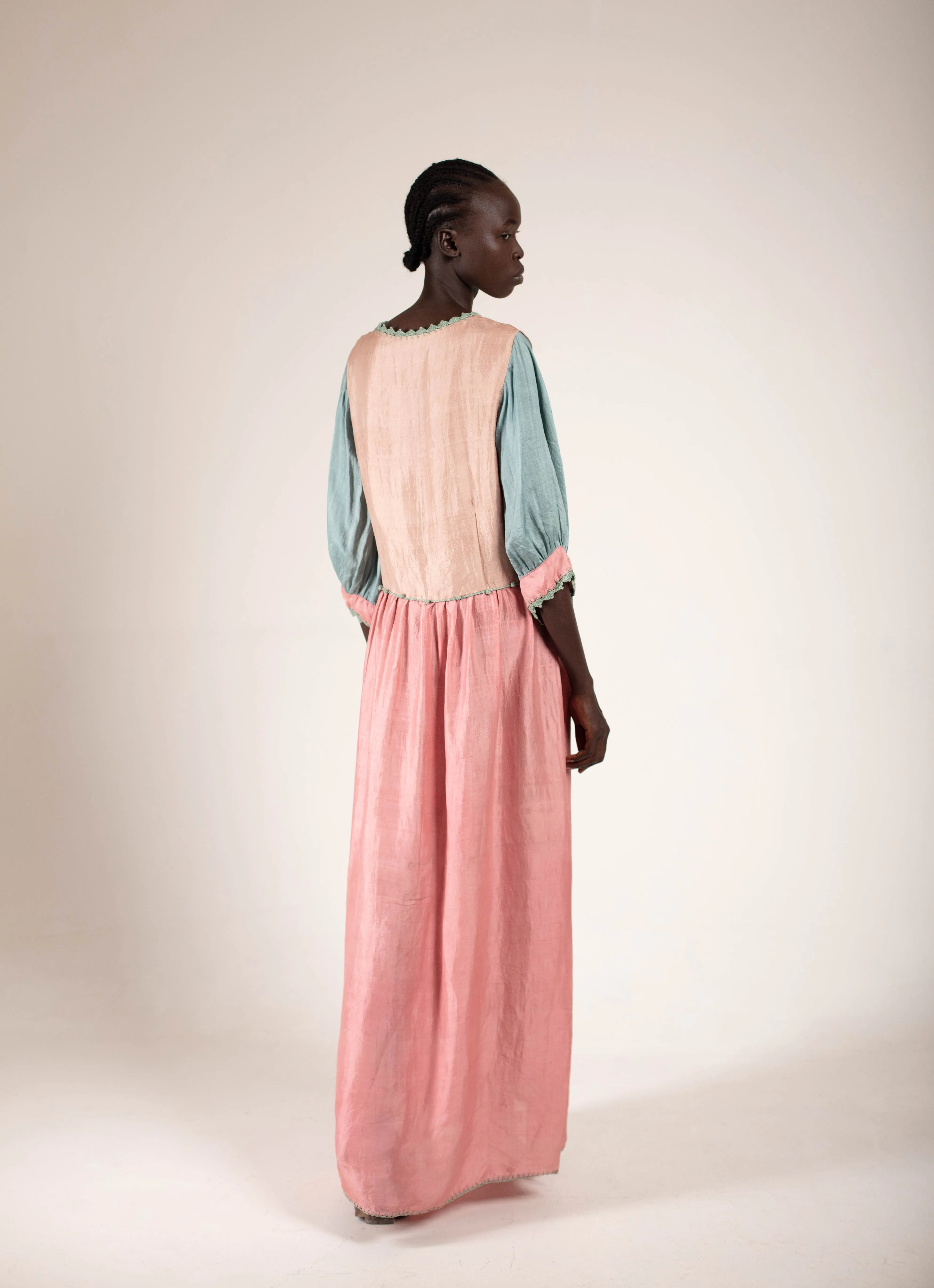 Peppercorn & Pink Silk Maxi dress