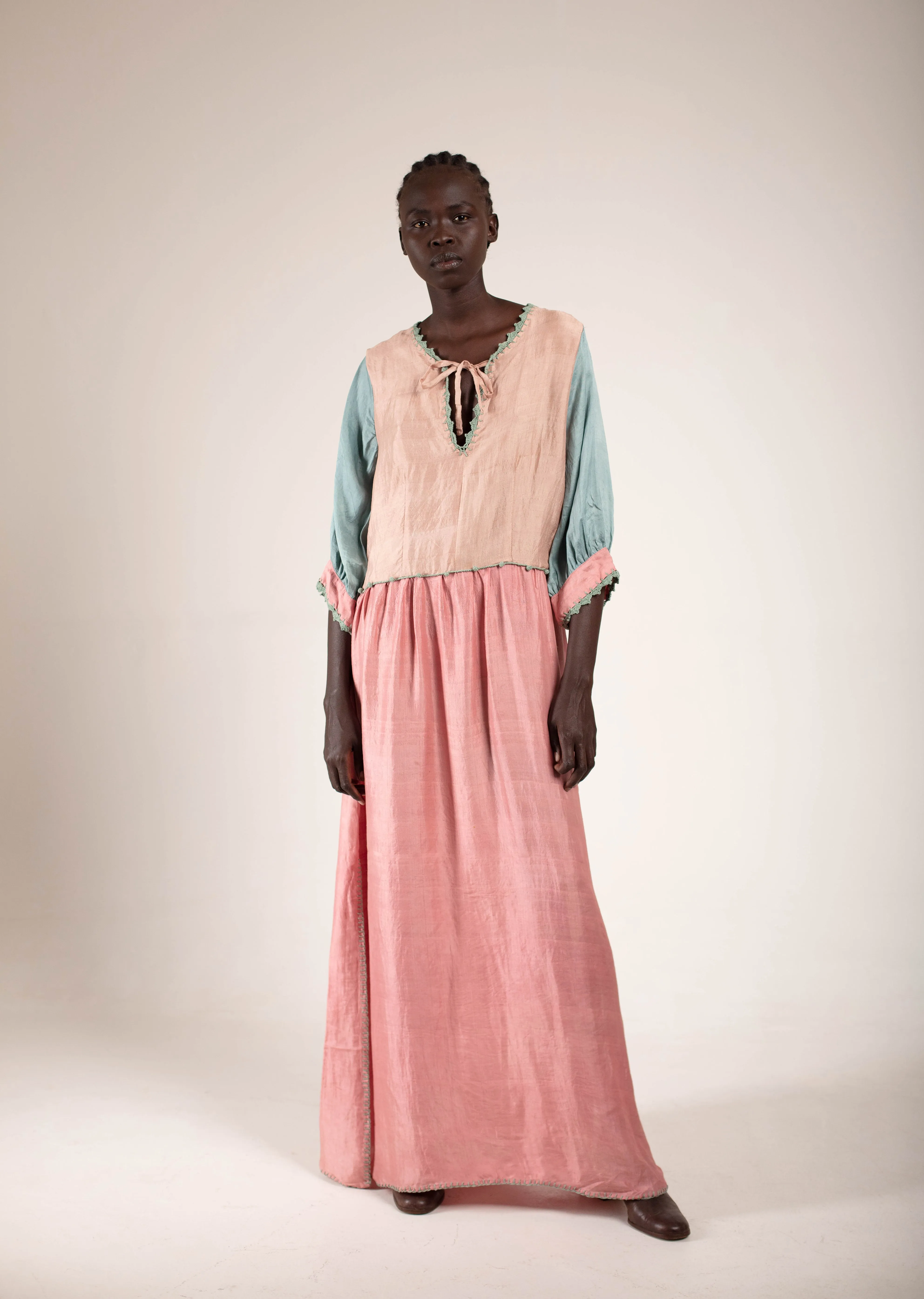 Peppercorn & Pink Silk Maxi dress