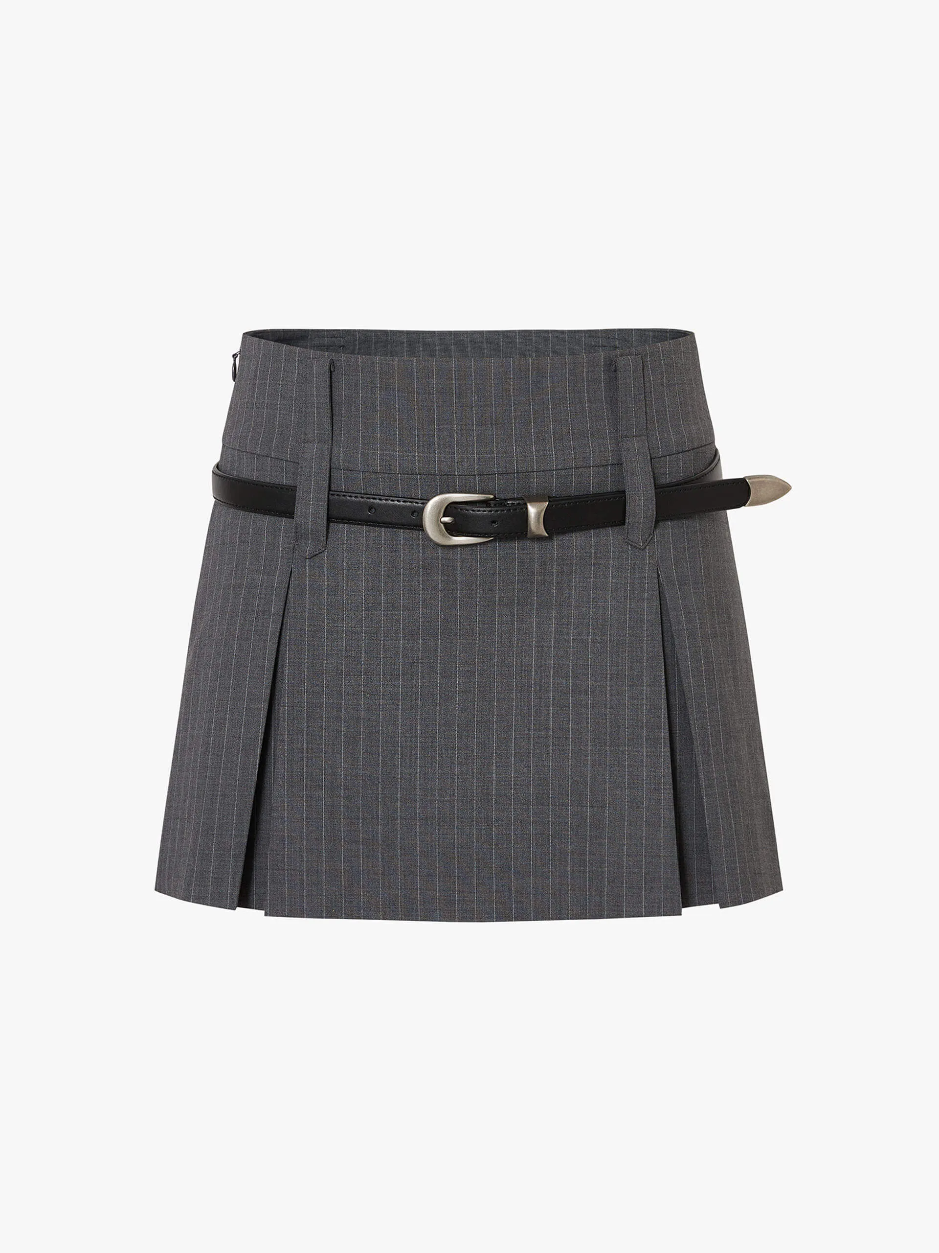 Pleated Wool Blend Mini Skirt