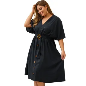 Plus Size Dress Full Sleeve V Neck