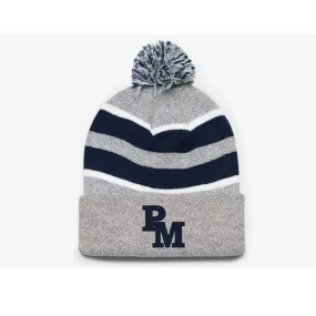 PM Stripe Pom Pom Beanie