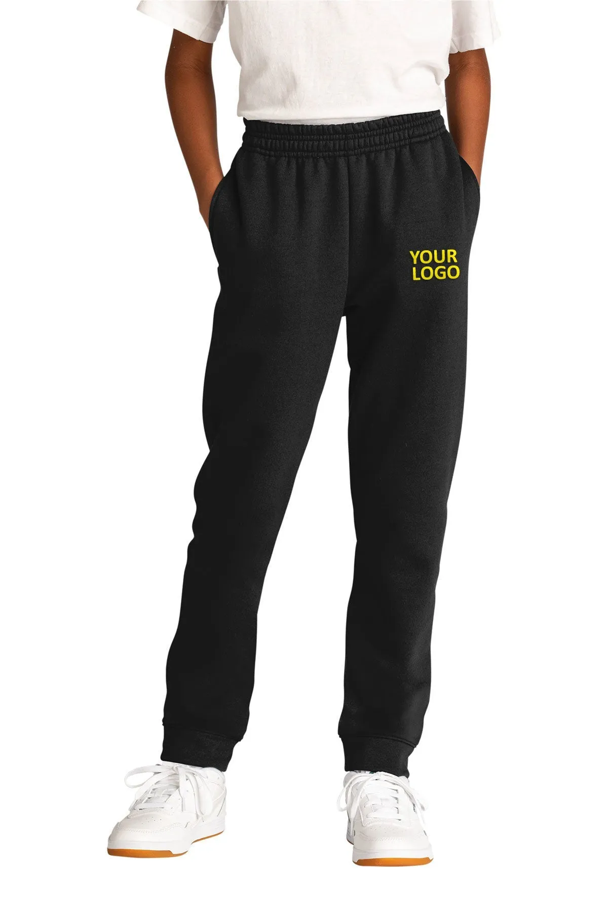 Port & Company Youth Fleece Custom Joggers, Black