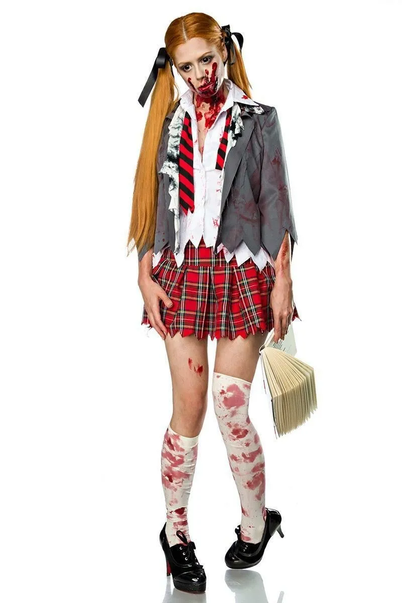 Premium Bloody Zombie School Girl Dress for Women's Halloween