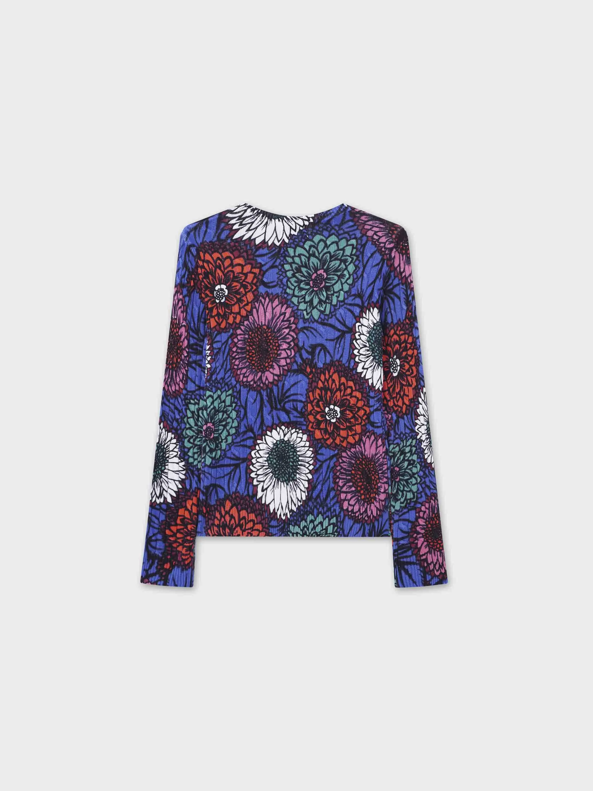 Printed Cable Knit Sweater-Colored Floral