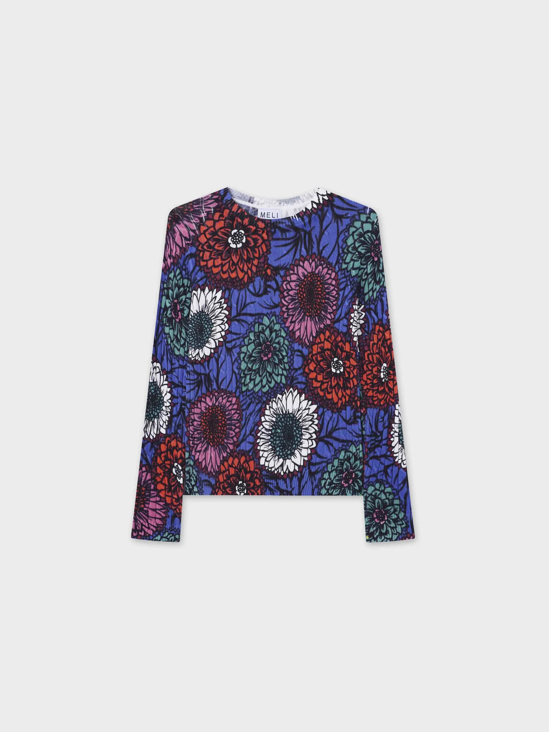 Printed Cable Knit Sweater-Colored Floral