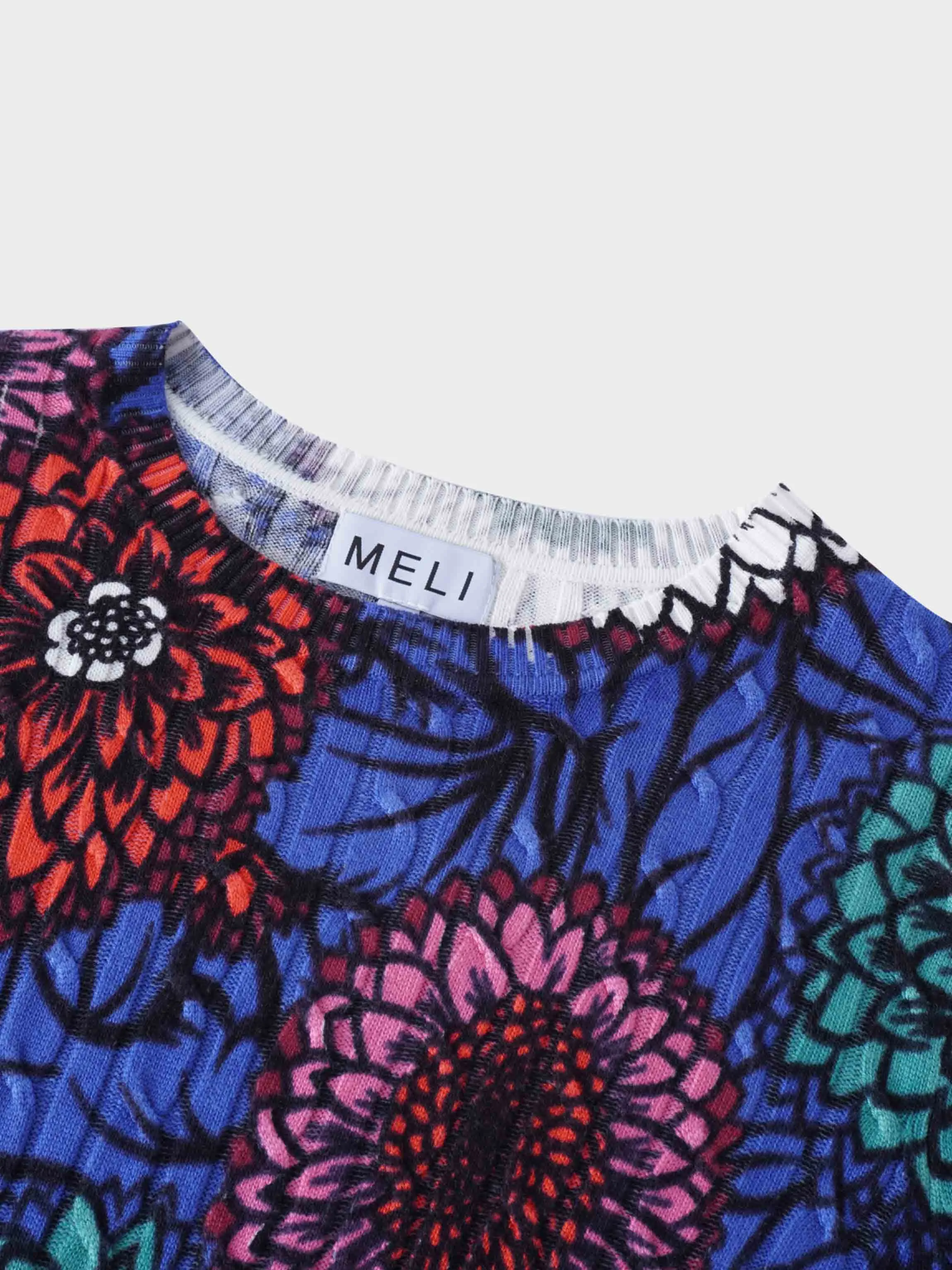 Printed Cable Knit Sweater-Colored Floral