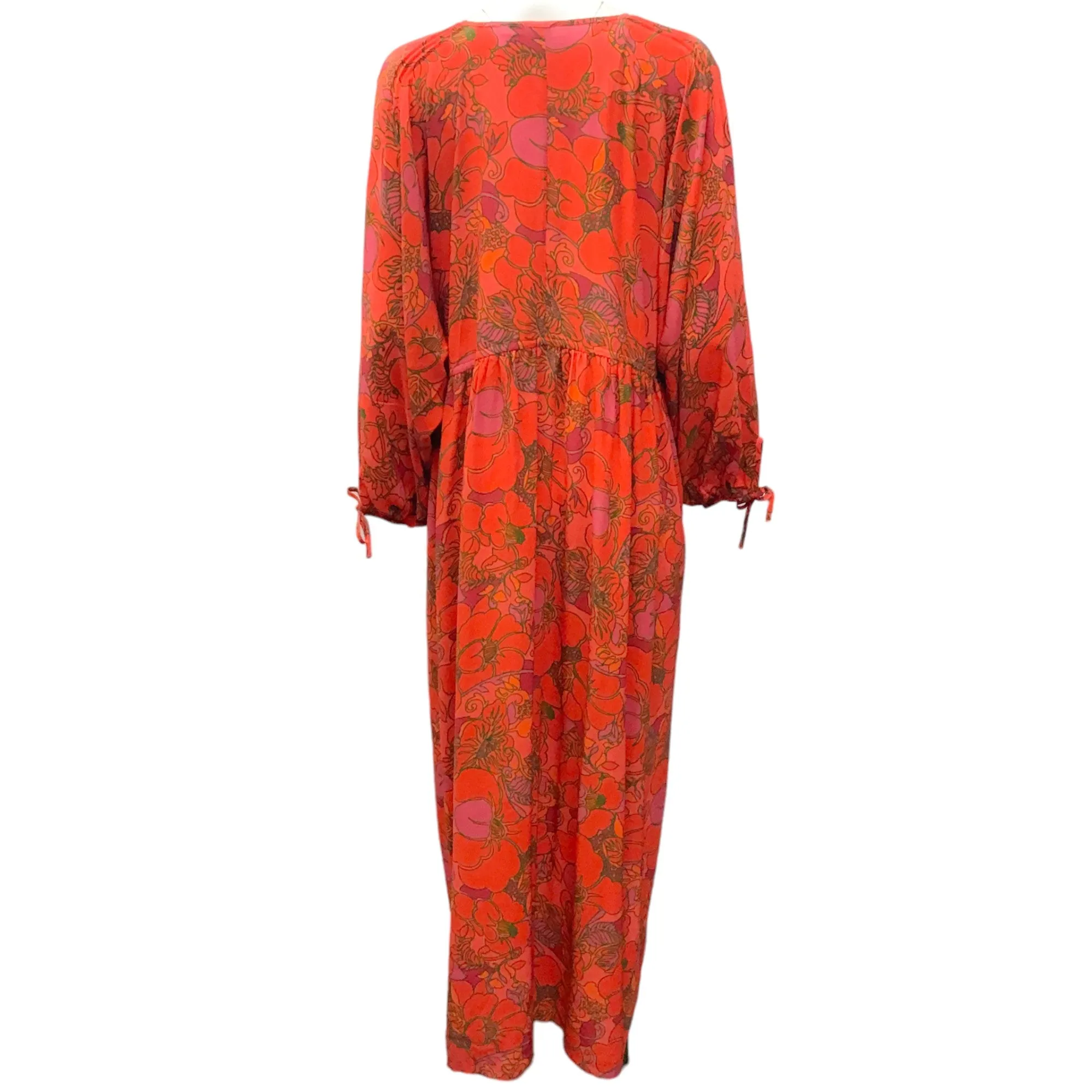 Rhode Red / Orange Silk Floral Maxi Dress