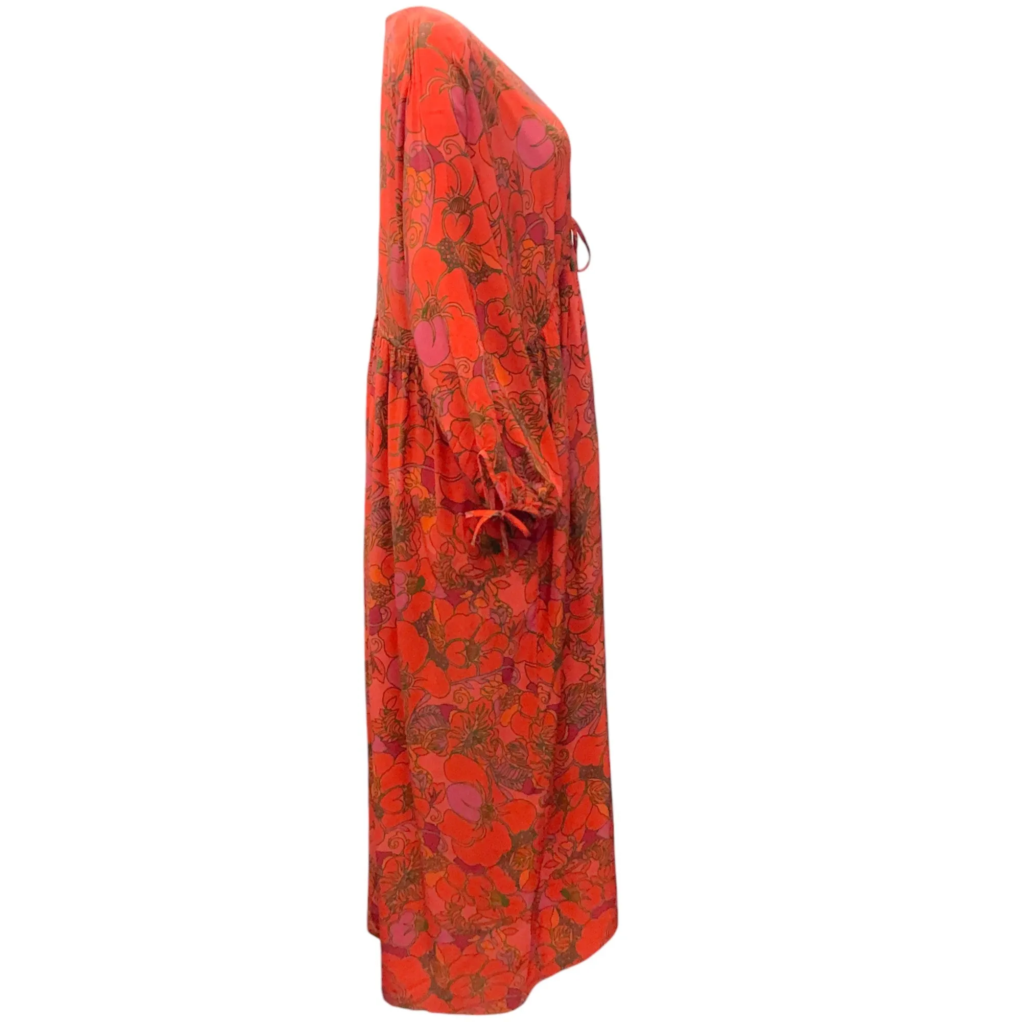 Rhode Red / Orange Silk Floral Maxi Dress