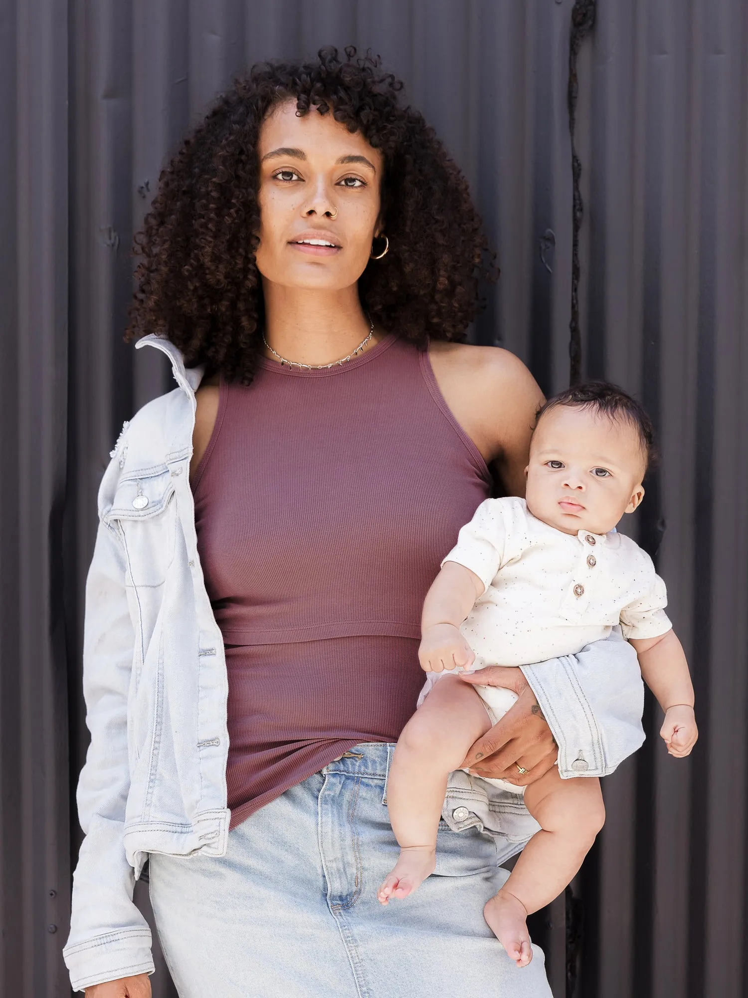 Ribbed Bamboo Racerback Nursing Tank | Burgundy Plum