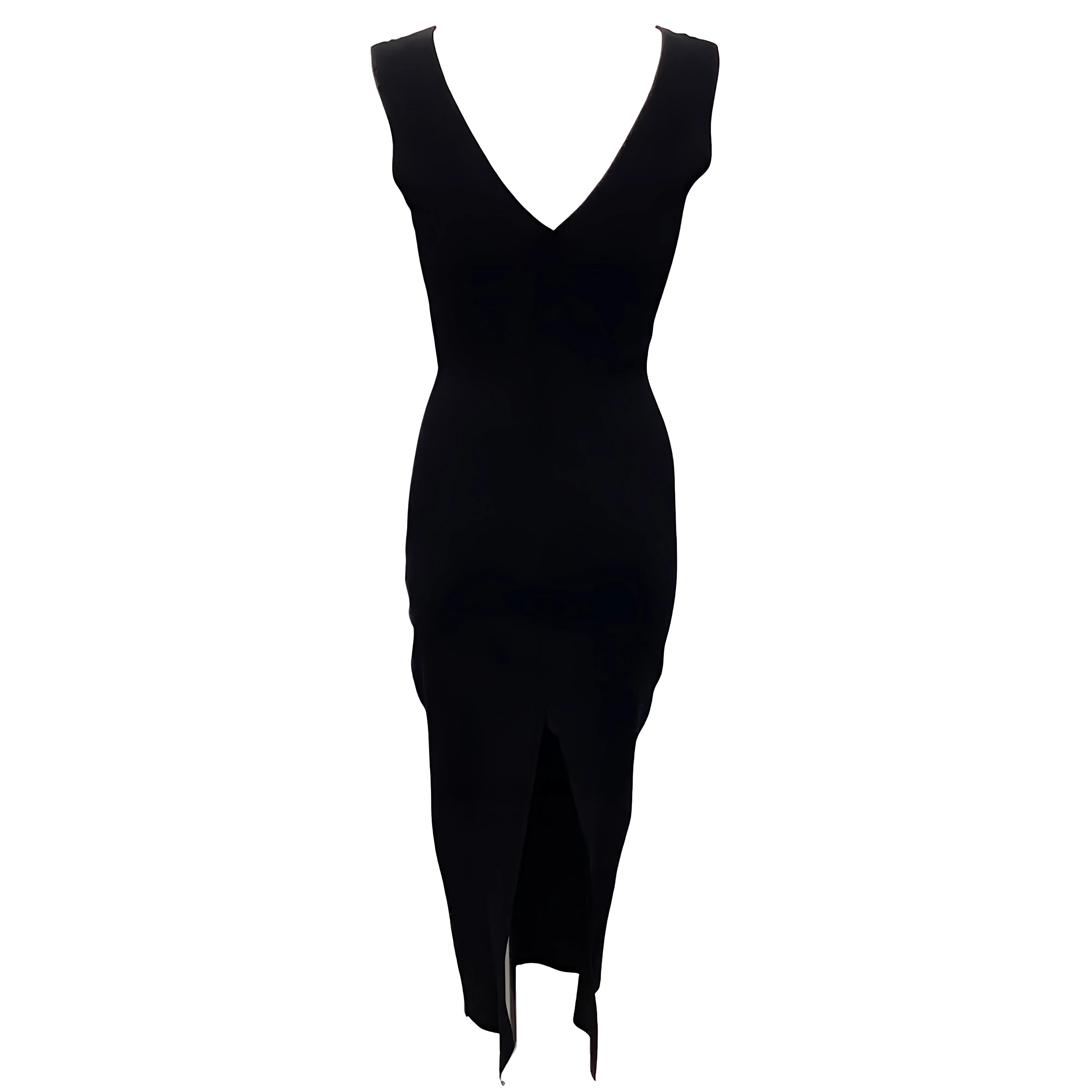 Rick Owens Black Knit Sleeveless Midi Dress