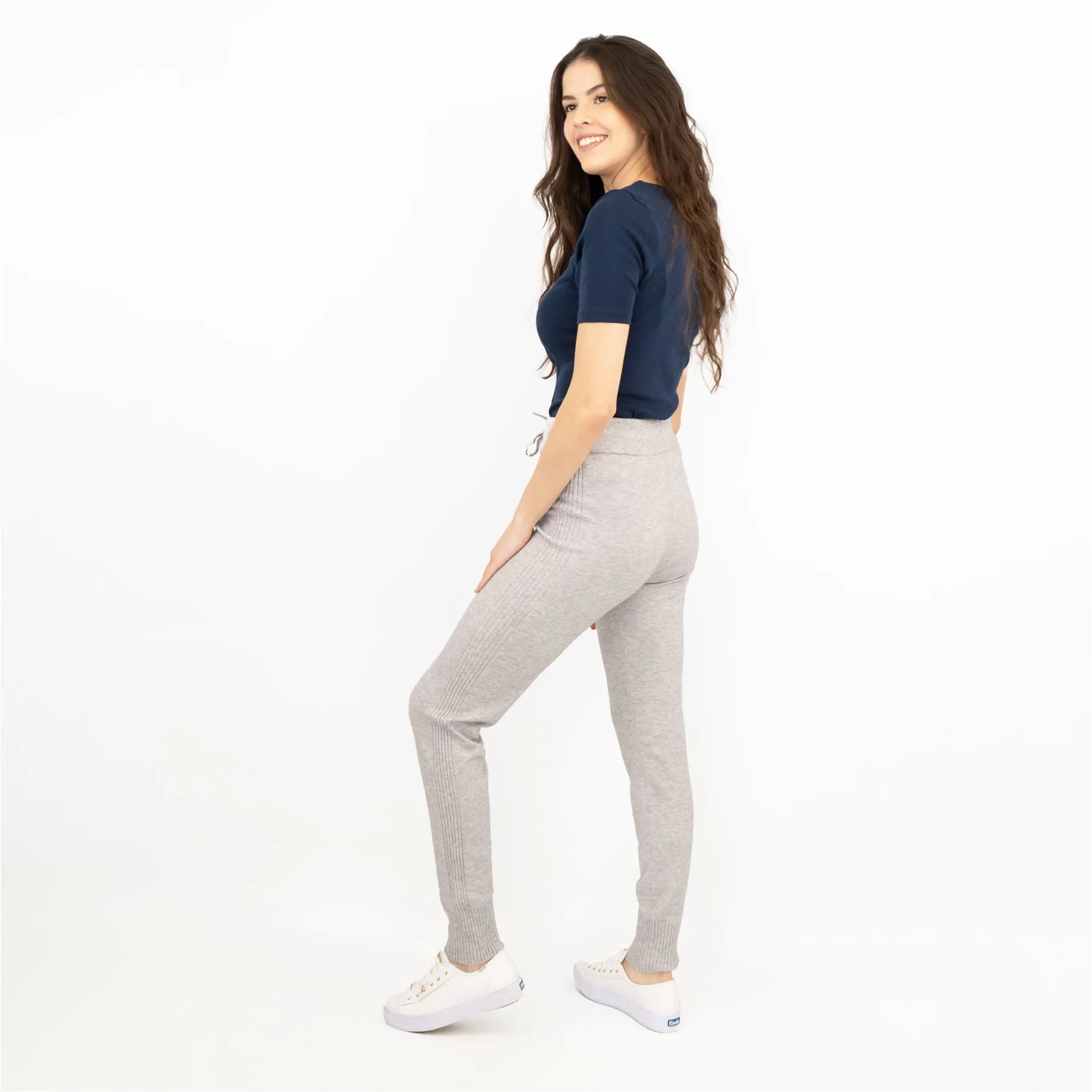 River Island Womens Soft Touch Ribbed Knit Jersey Joggers