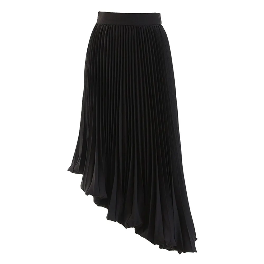 Ruched Irregular Hem A-Line Skirt