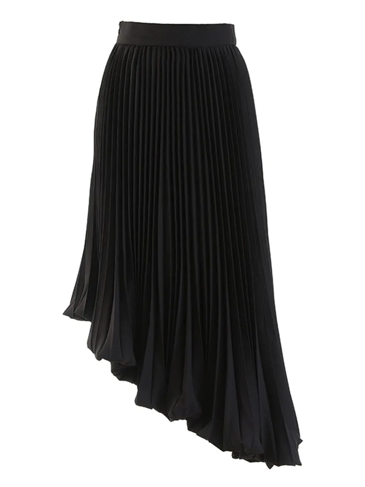 Ruched Irregular Hem A-Line Skirt