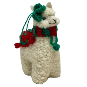 Scarf and Flower Alpaca Ornament