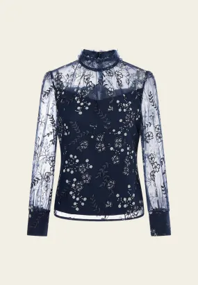 Sequin & Embroidery Mesh Top